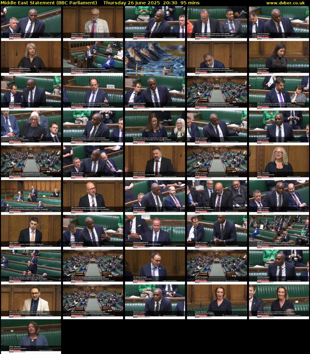 Middle East Statement (BBC Parliament) Thursday 26 June 2025 20:30 - 22:05