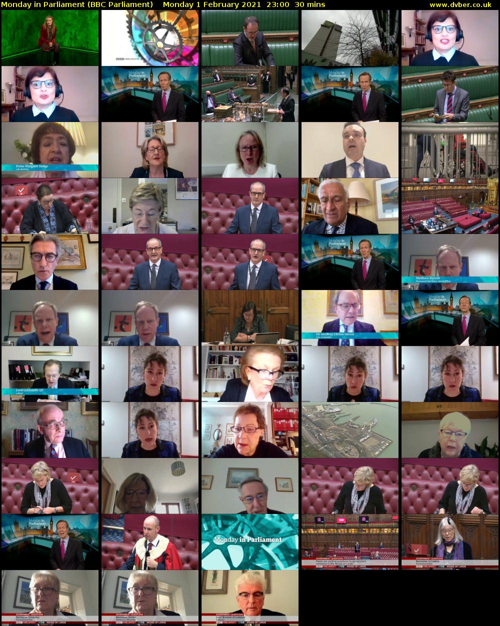 Monday in Parliament (BBC Parliament) Monday 1 February 2021 23:00 - 23:30