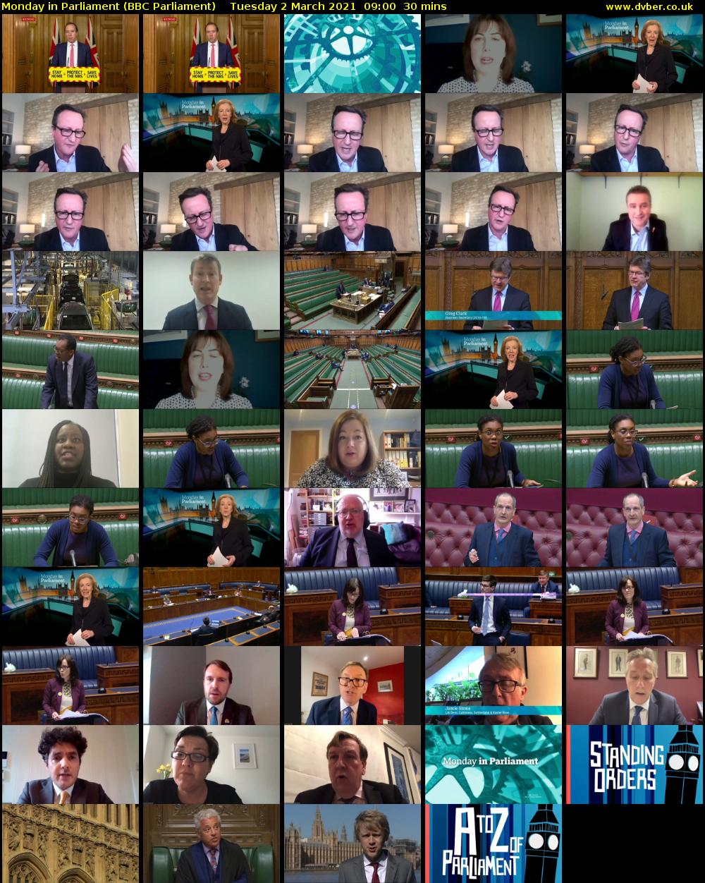 Monday in Parliament (BBC Parliament) Tuesday 2 March 2021 09:00 - 09:30