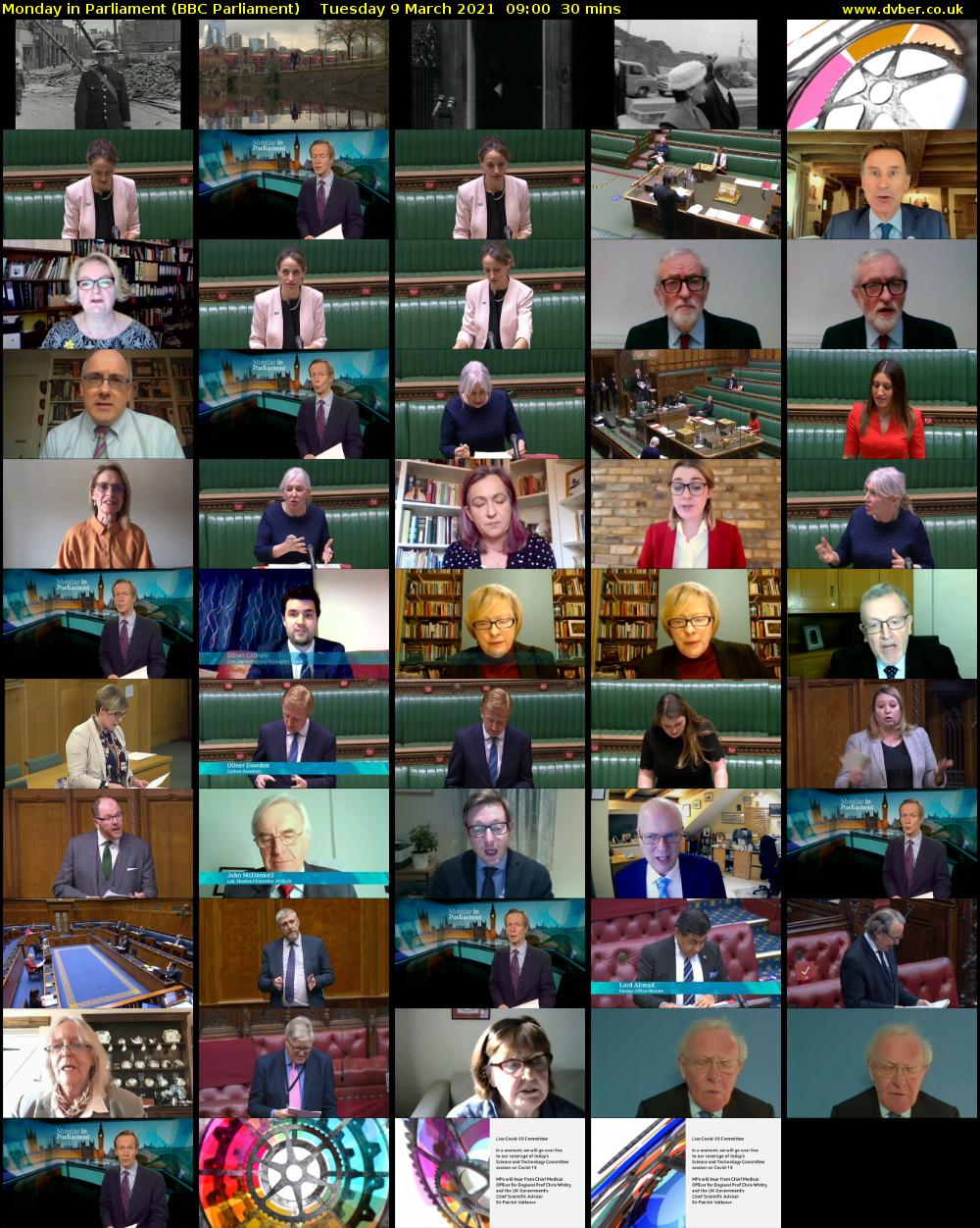 Monday in Parliament (BBC Parliament) Tuesday 9 March 2021 09:00 - 09:30
