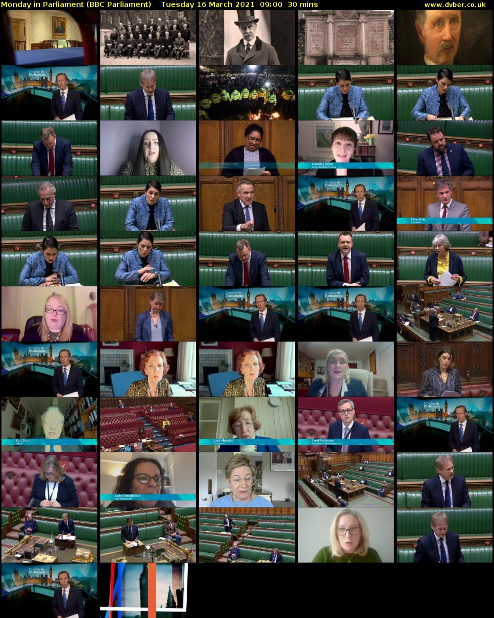 Monday in Parliament (BBC Parliament) Tuesday 16 March 2021 09:00 - 09:30