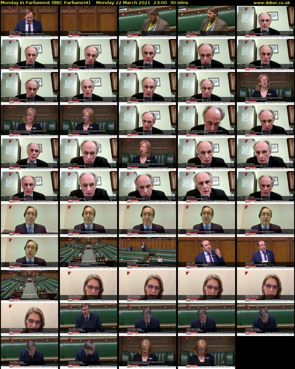 Monday in Parliament (BBC Parliament) Monday 22 March 2021 23:00 - 23:30