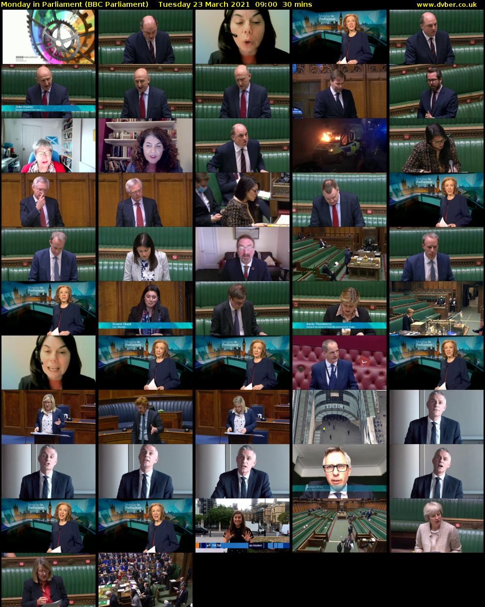 Monday in Parliament (BBC Parliament) Tuesday 23 March 2021 09:00 - 09:30