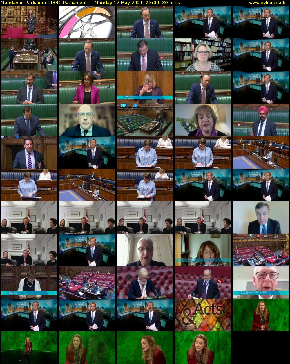 Monday in Parliament (BBC Parliament) Monday 17 May 2021 23:00 - 23:30