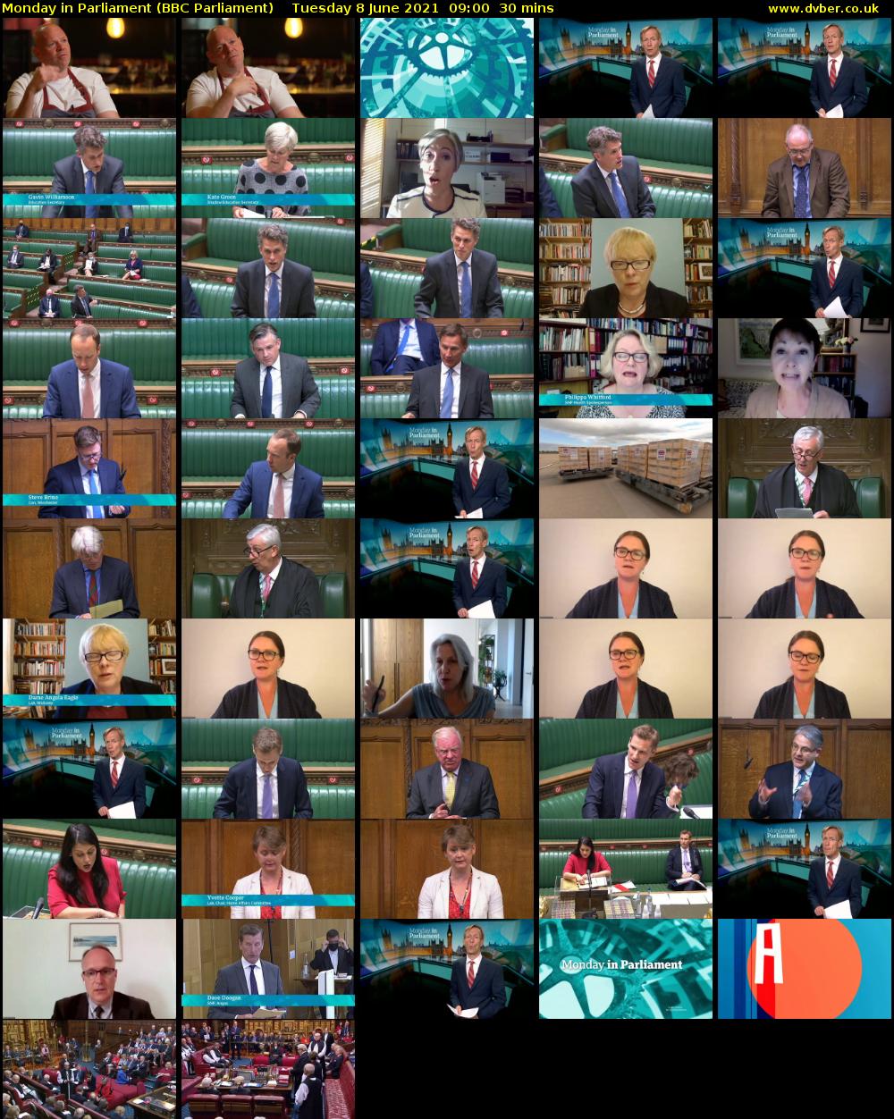 Monday in Parliament (BBC Parliament) Tuesday 8 June 2021 09:00 - 09:30