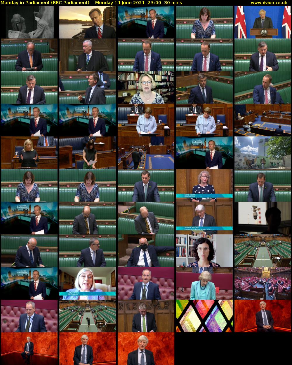 Monday in Parliament (BBC Parliament) Monday 14 June 2021 23:00 - 23:30