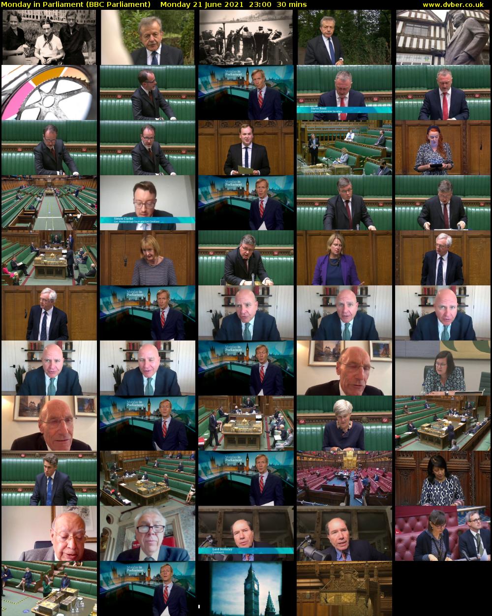 Monday in Parliament (BBC Parliament) Monday 21 June 2021 23:00 - 23:30