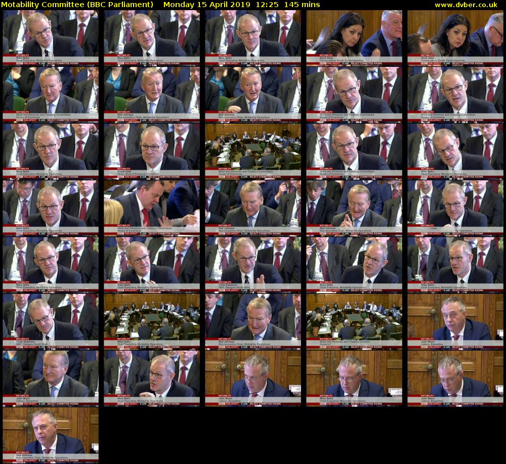 Motability Committee (BBC Parliament) Monday 15 April 2019 12:25 - 14:50