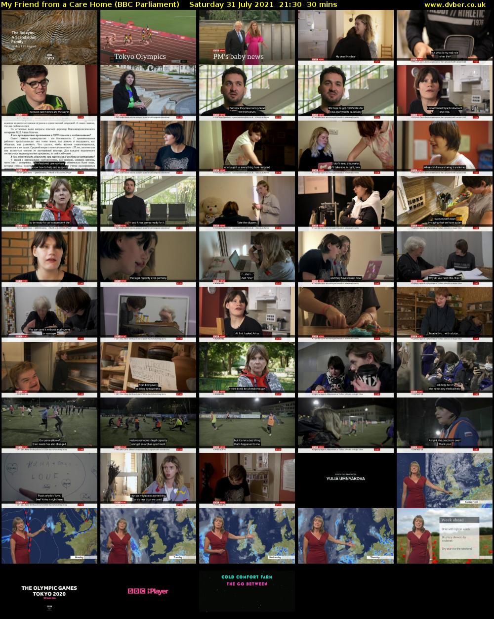 My Friend from a Care Home (BBC Parliament) Saturday 31 July 2021 21:30 - 22:00