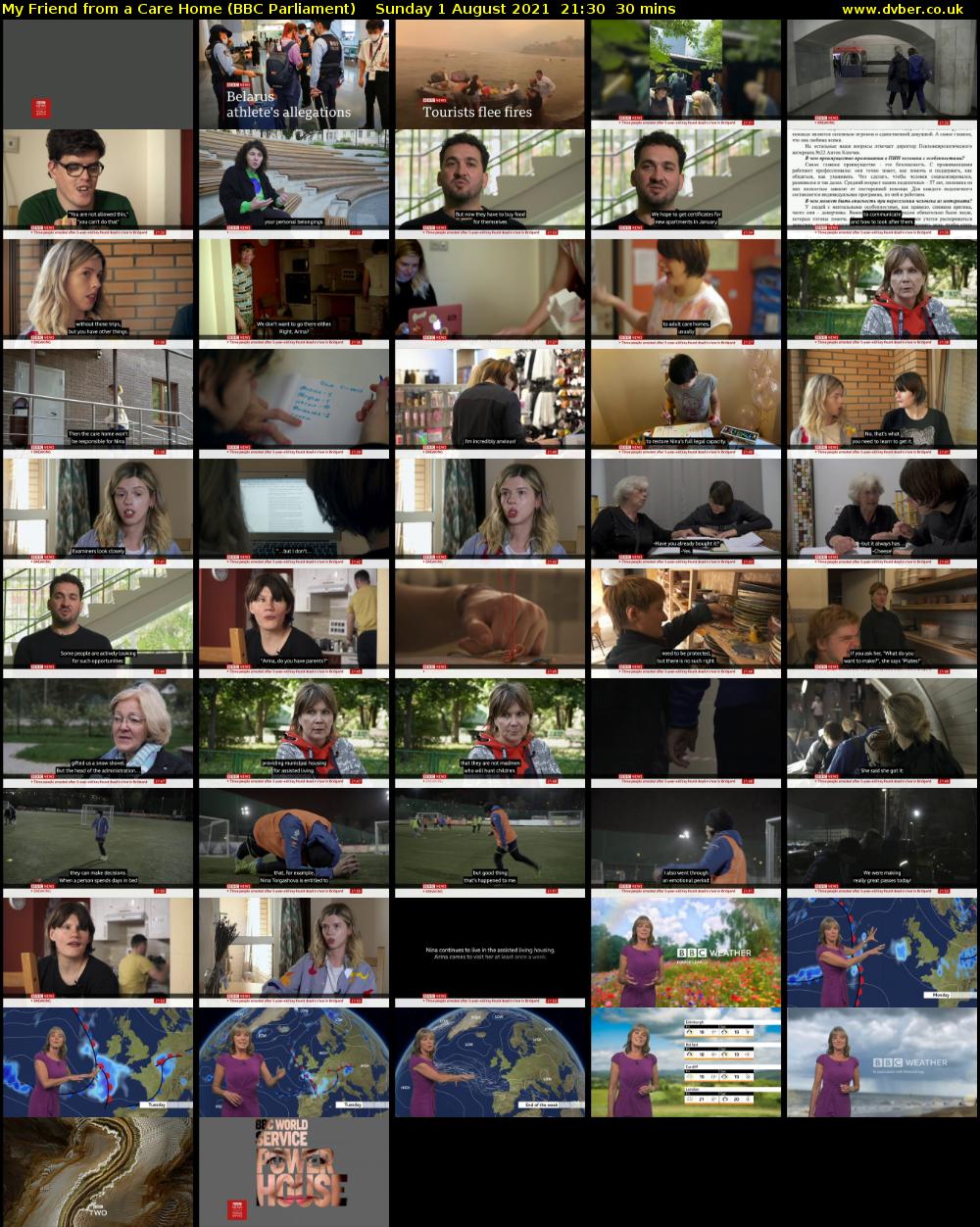 My Friend from a Care Home (BBC Parliament) Sunday 1 August 2021 21:30 - 22:00