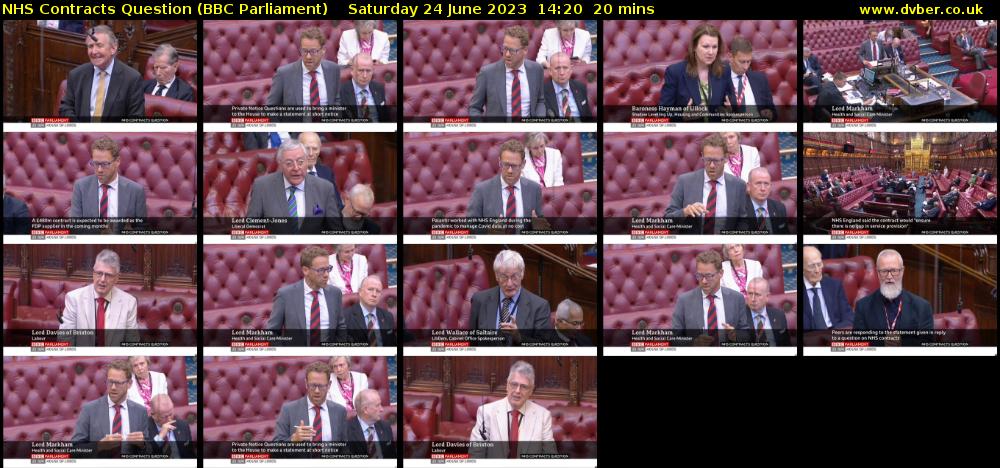 NHS Contracts Question (BBC Parliament) Saturday 24 June 2023 14:20 - 14:40