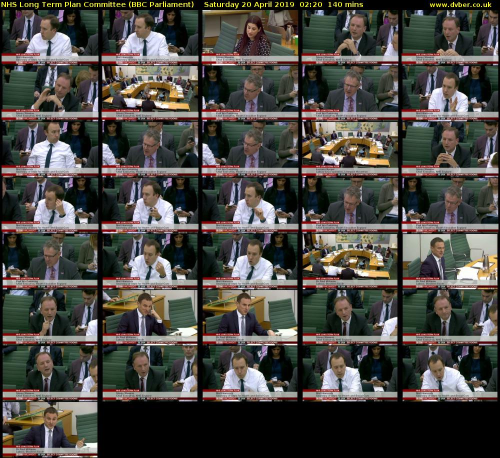 NHS Long Term Plan Committee (BBC Parliament) Saturday 20 April 2019 02:20 - 04:40