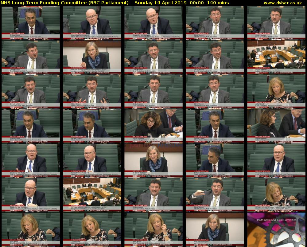 NHS Long-Term Funding Committee (BBC Parliament) Sunday 14 April 2019 00:00 - 02:20