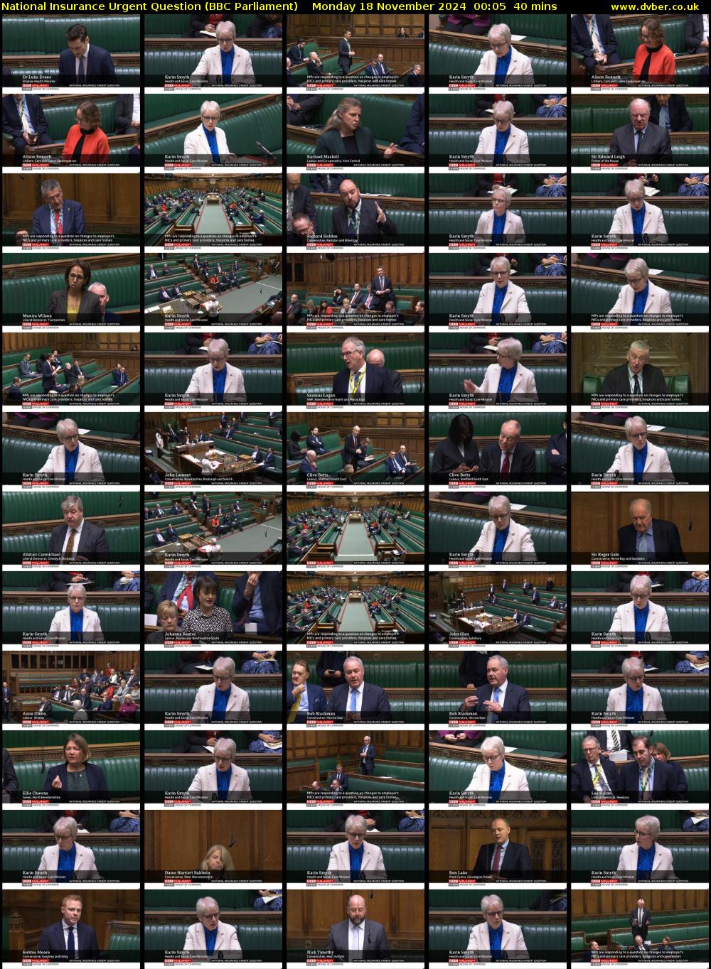 National Insurance Urgent Question (BBC Parliament) Monday 18 November 2024 00:05 - 00:45