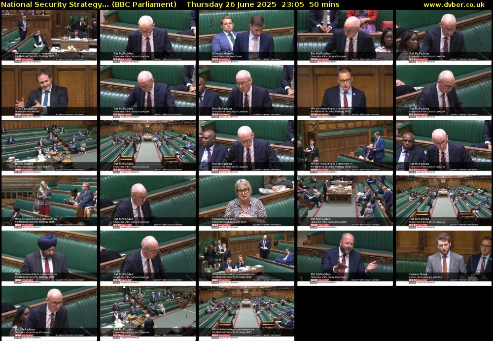National Security Strategy... (BBC Parliament) Thursday 26 June 2025 23:05 - 23:55