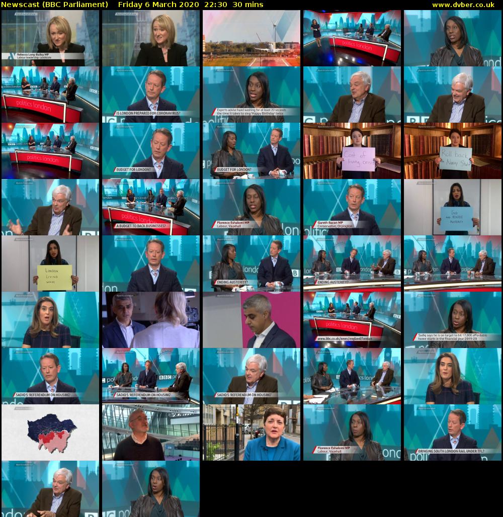 Newscast (BBC Parliament) Friday 6 March 2020 22:30 - 23:00