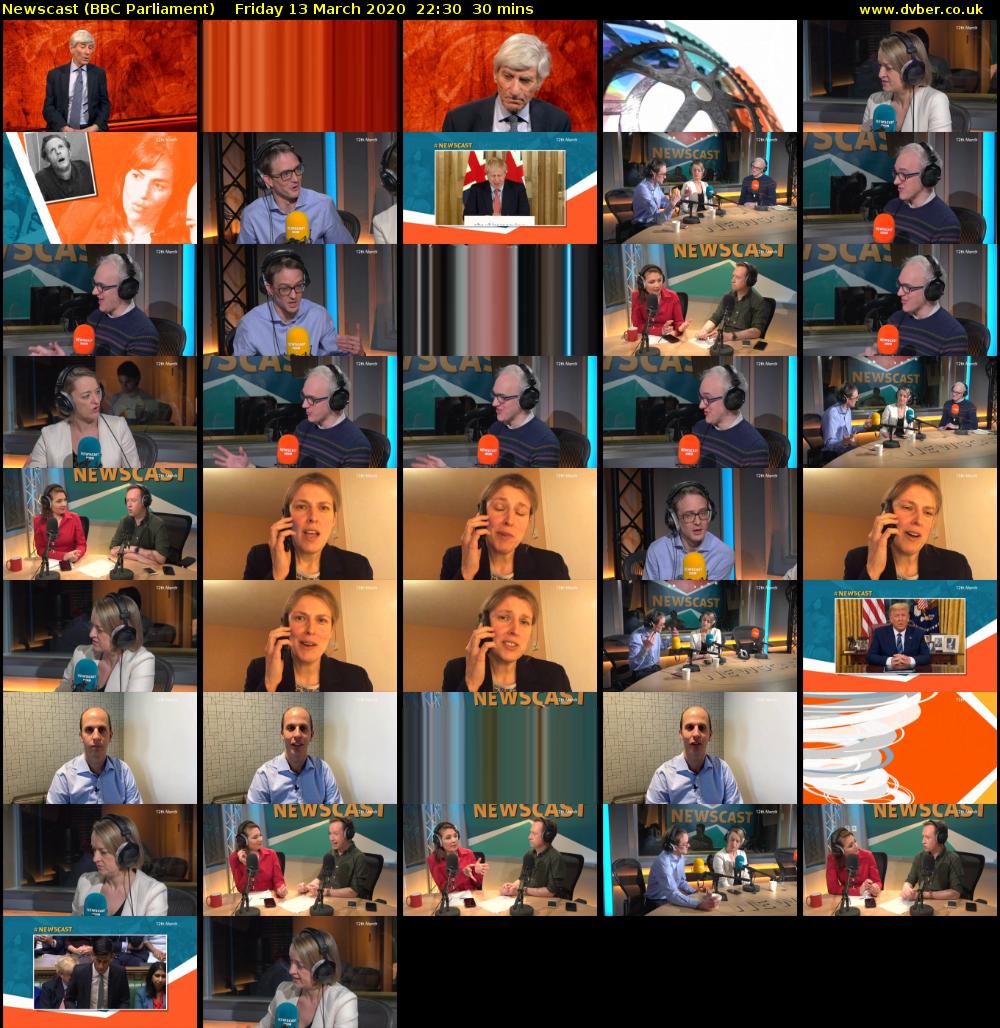 Newscast (BBC Parliament) Friday 13 March 2020 22:30 - 23:00