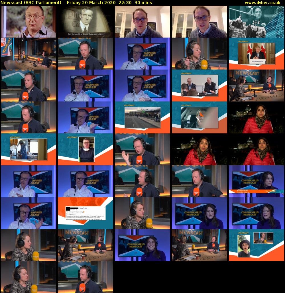 Newscast (BBC Parliament) Friday 20 March 2020 22:30 - 23:00