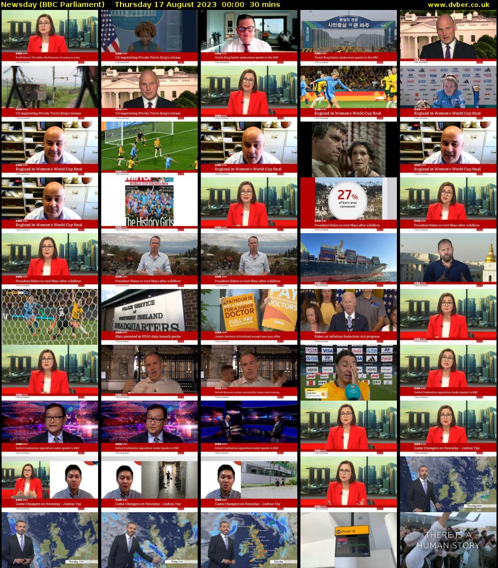 Newsday (BBC Parliament) Thursday 17 August 2023 00:00 - 00:30