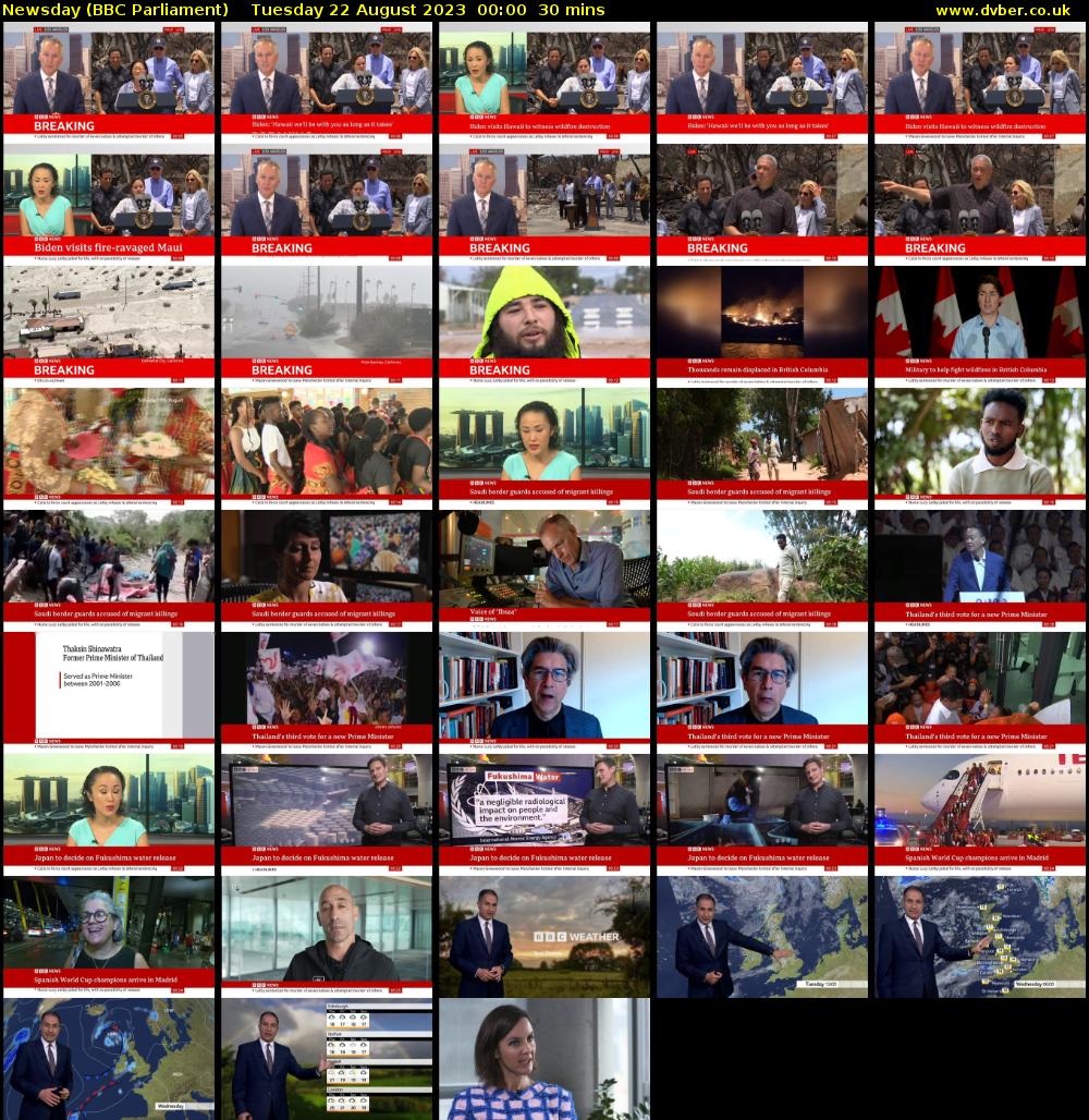 Newsday (BBC Parliament) Tuesday 22 August 2023 00:00 - 00:30