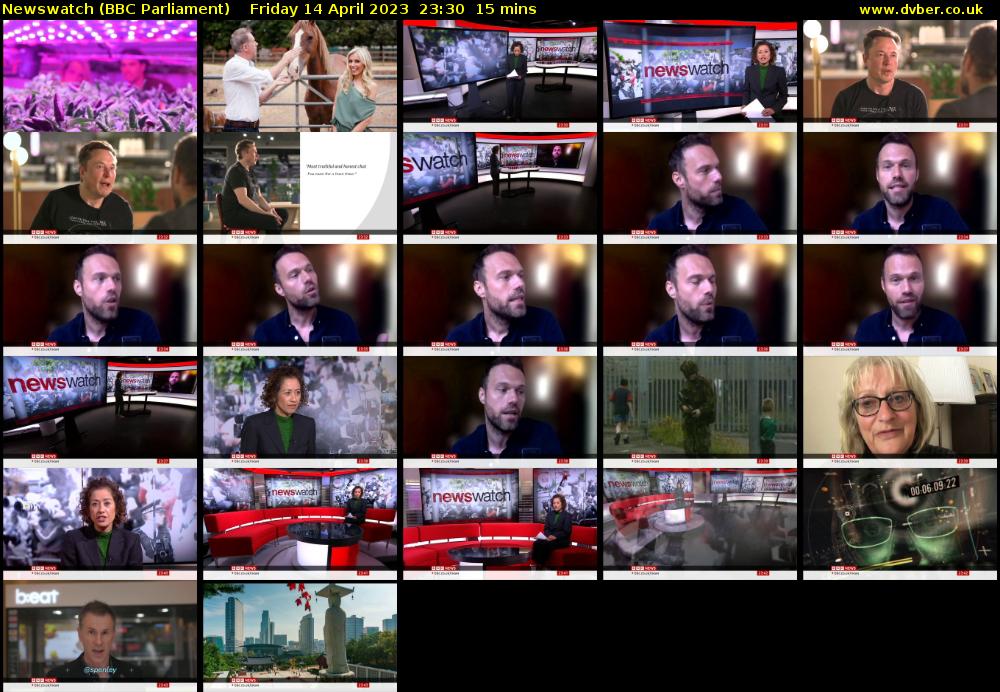 Newswatch (BBC Parliament) Friday 14 April 2023 23:30 - 23:45