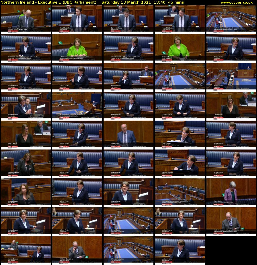 Northern Ireland - Executive... (BBC Parliament) Saturday 13 March 2021 13:40 - 14:25