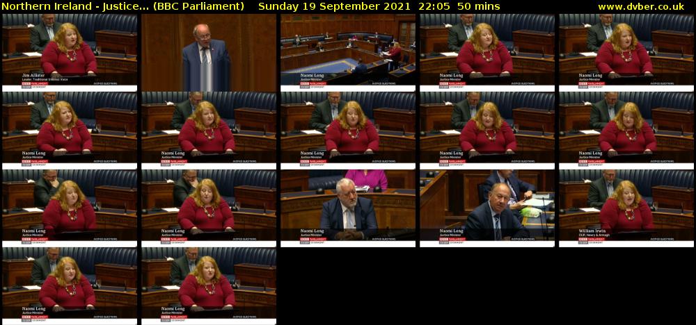 Northern Ireland - Justice... (BBC Parliament) Sunday 19 September 2021 22:05 - 22:55