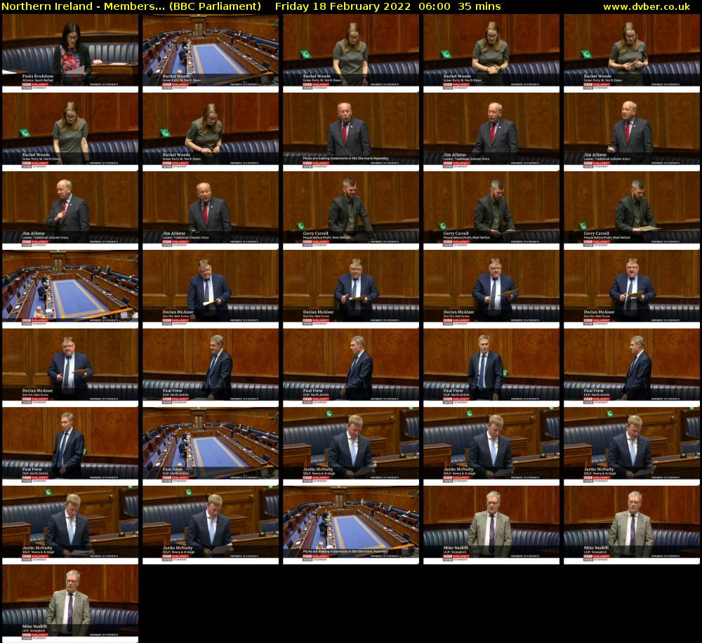 Northern Ireland - Members... (BBC Parliament) Friday 18 February 2022 06:00 - 06:35