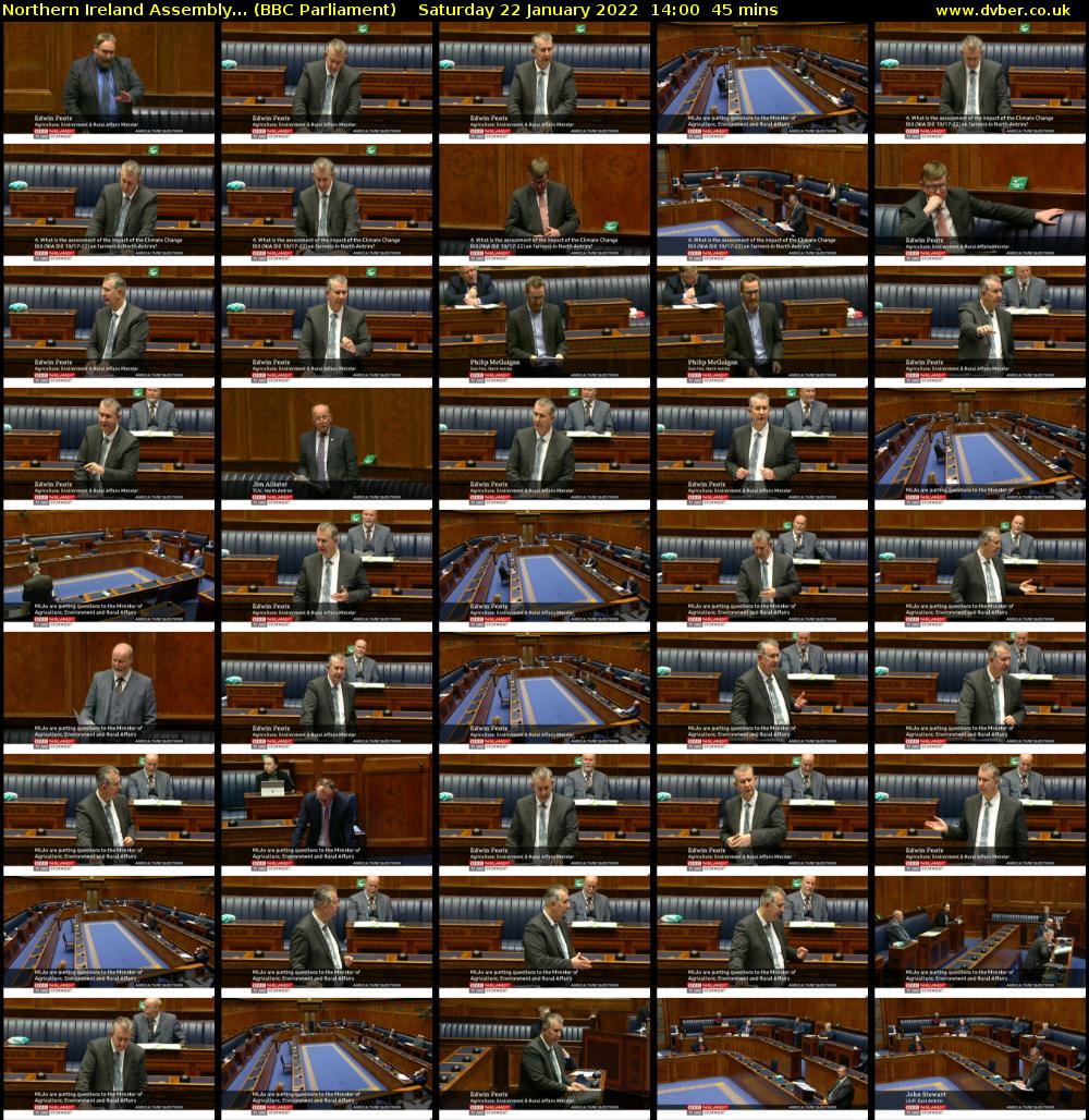 Northern Ireland Assembly... (BBC Parliament) Saturday 22 January 2022 14:00 - 14:45