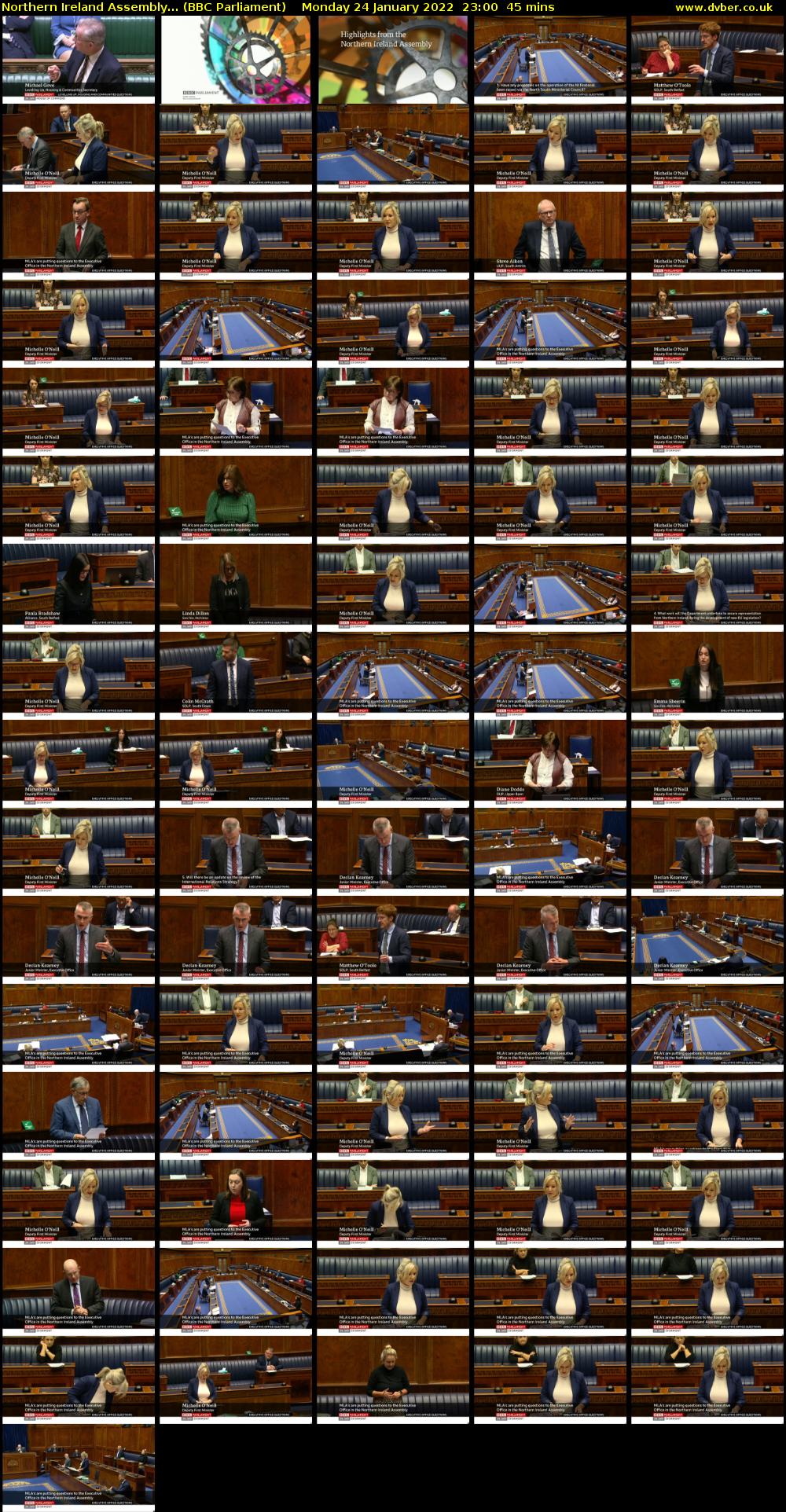 Northern Ireland Assembly... (BBC Parliament) Monday 24 January 2022 23:00 - 23:45