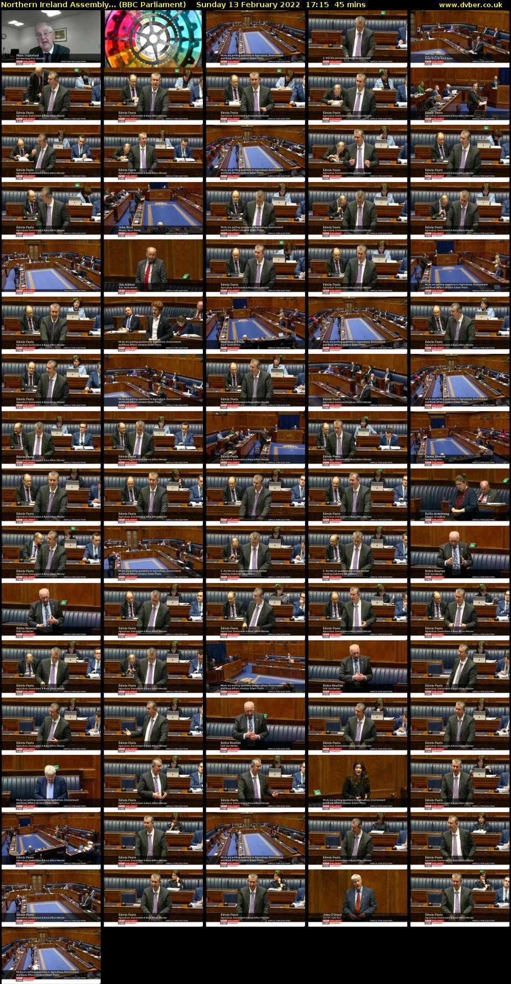 Northern Ireland Assembly... (BBC Parliament) Sunday 13 February 2022 17:15 - 18:00