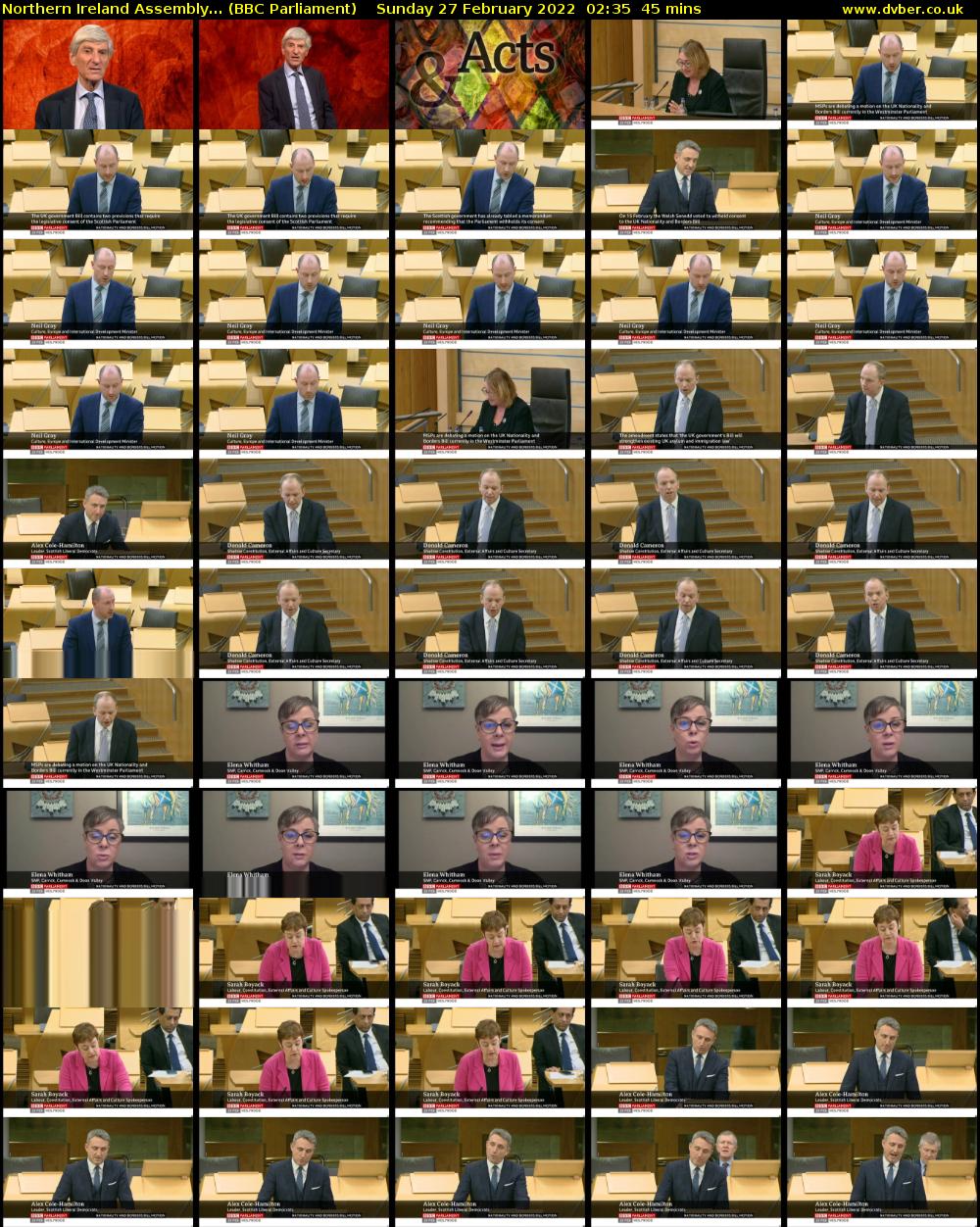 Northern Ireland Assembly... (BBC Parliament) Sunday 27 February 2022 02:35 - 03:20