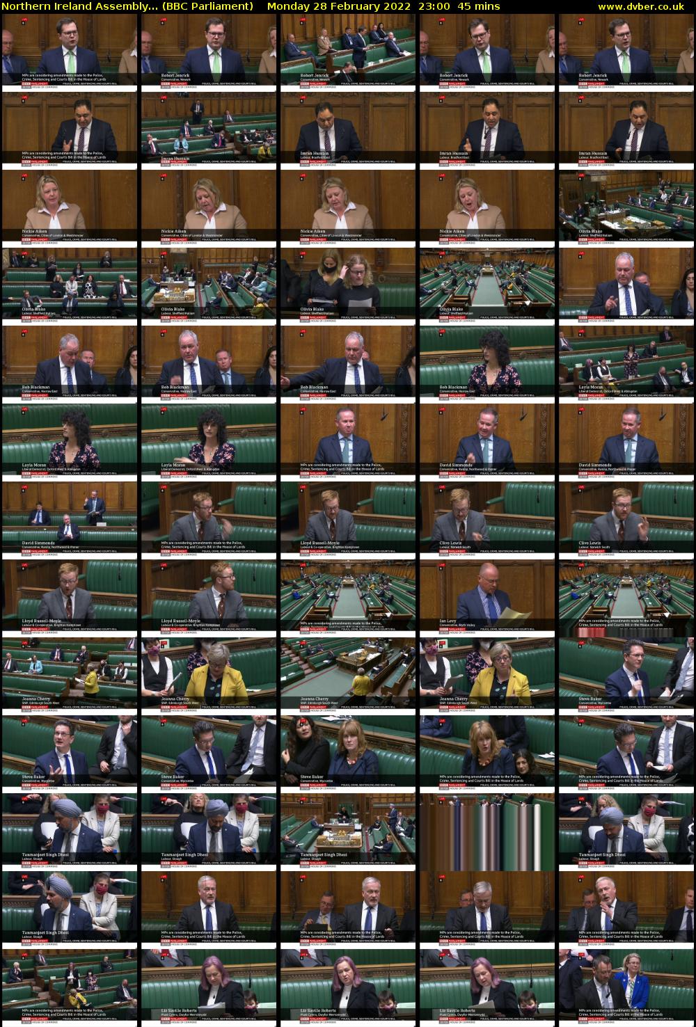 Northern Ireland Assembly... (BBC Parliament) Monday 28 February 2022 23:00 - 23:45
