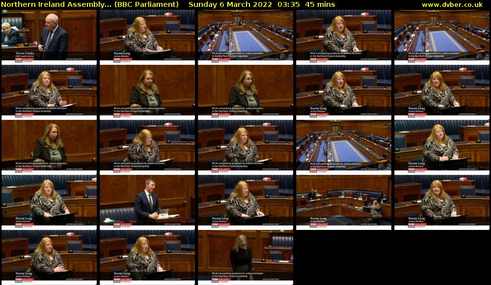 Northern Ireland Assembly... (BBC Parliament) Sunday 6 March 2022 03:35 - 04:20