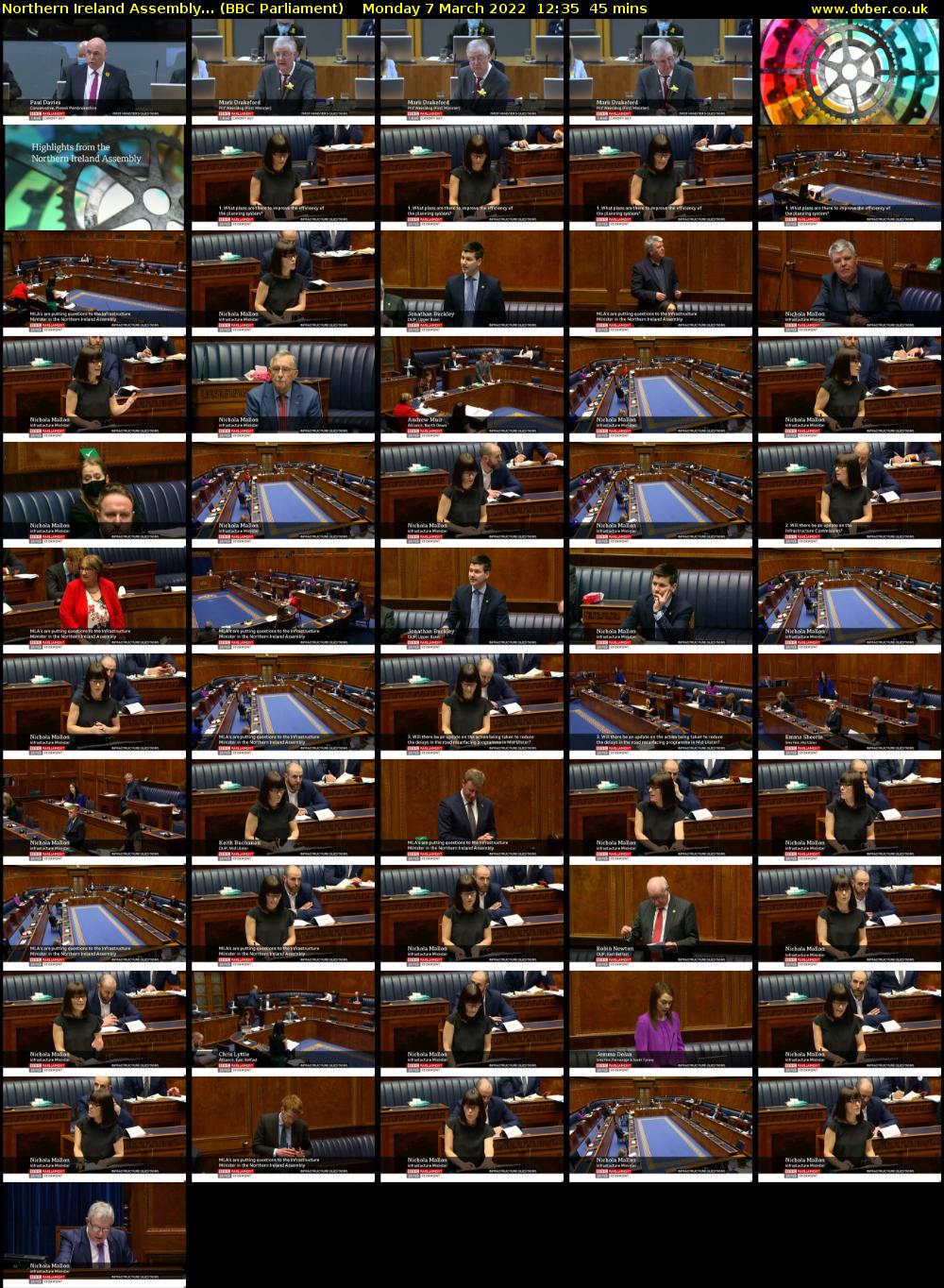 Northern Ireland Assembly... (BBC Parliament) Monday 7 March 2022 12:35 - 13:20