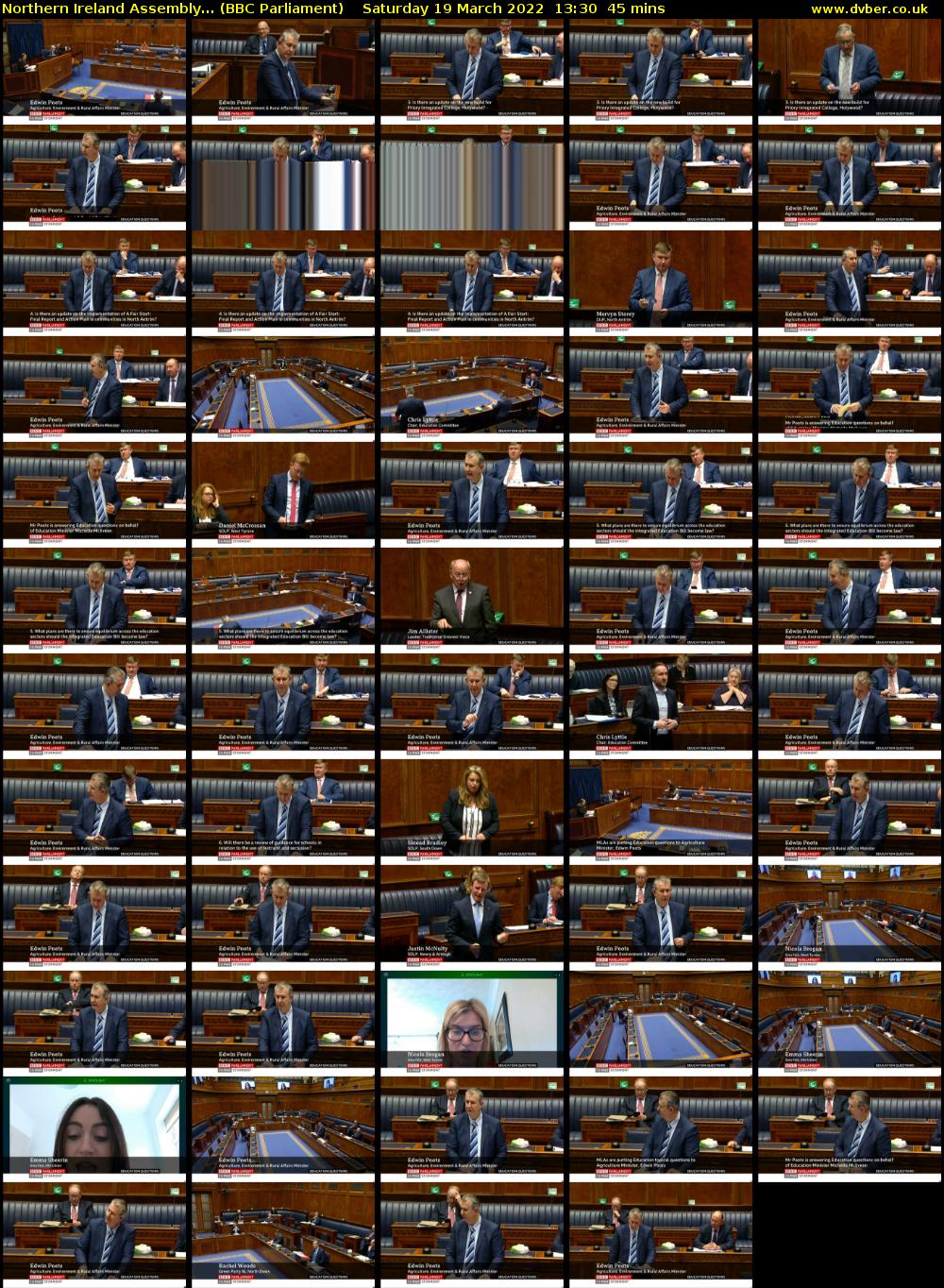 Northern Ireland Assembly... (BBC Parliament) Saturday 19 March 2022 13:30 - 14:15