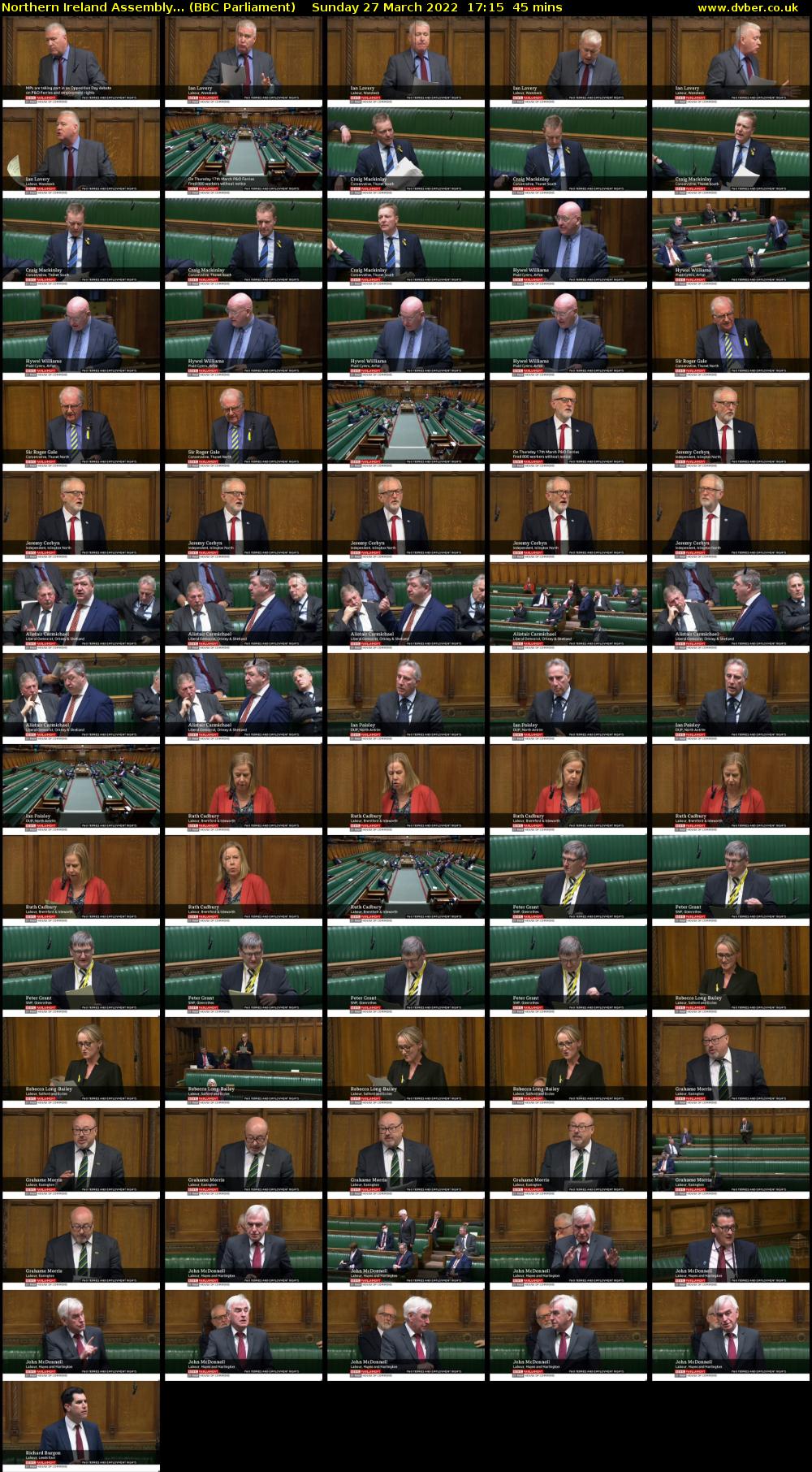 Northern Ireland Assembly... (BBC Parliament) Sunday 27 March 2022 17:15 - 18:00