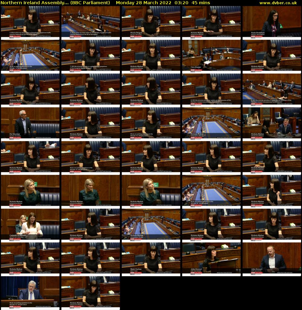 Northern Ireland Assembly... (BBC Parliament) Monday 28 March 2022 03:20 - 04:05