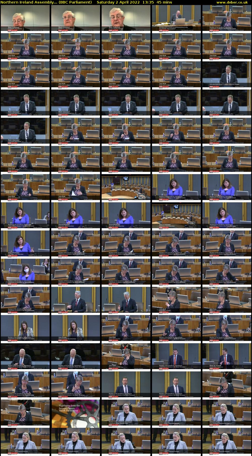 Northern Ireland Assembly... (BBC Parliament) Saturday 2 April 2022 13:35 - 14:20