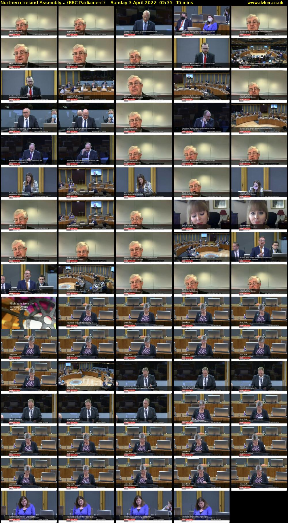 Northern Ireland Assembly... (BBC Parliament) Sunday 3 April 2022 02:35 - 03:20