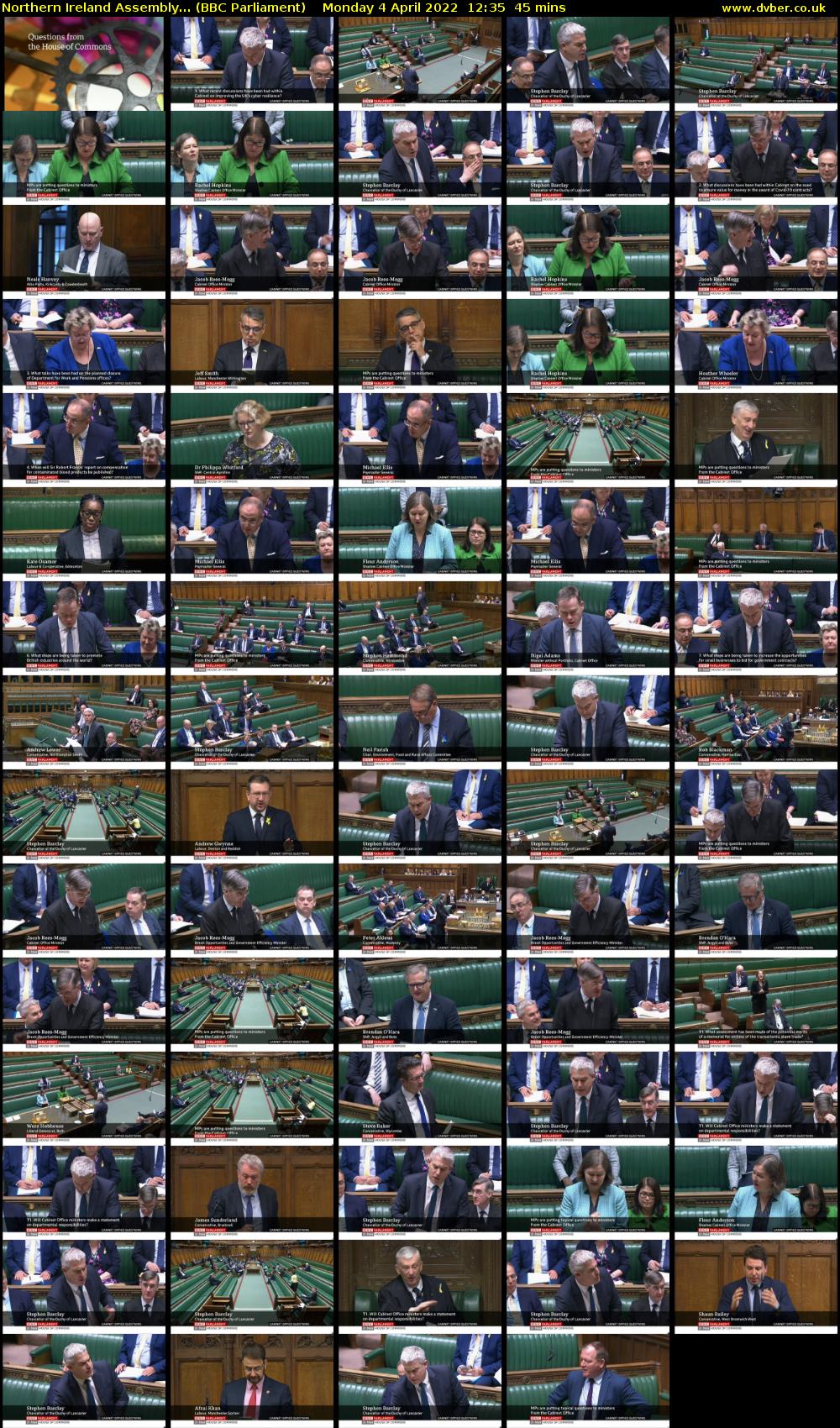 Northern Ireland Assembly... (BBC Parliament) Monday 4 April 2022 12:35 - 13:20