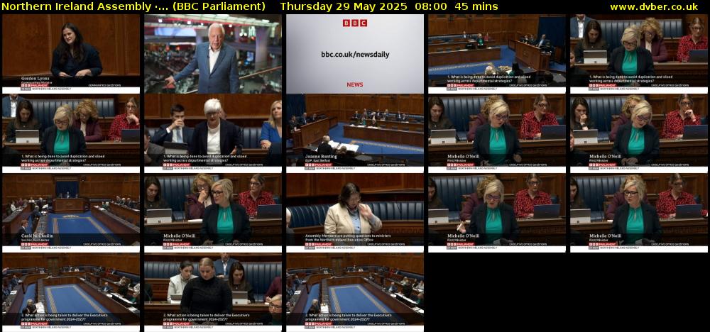 Northern Ireland Assembly ·... (BBC Parliament) Thursday 29 May 2025 08:00 - 08:45