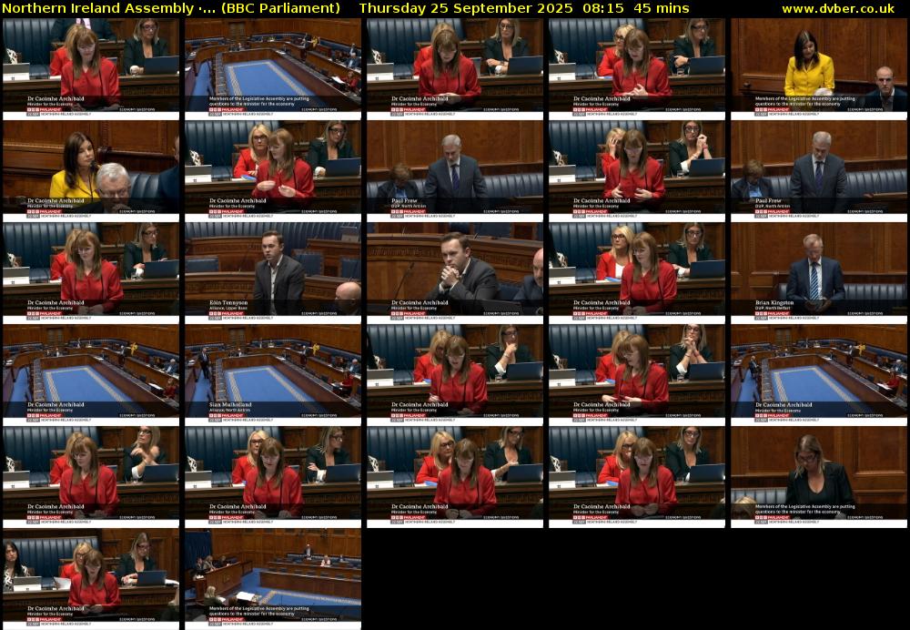 Northern Ireland Assembly ·... (BBC Parliament) Thursday 25 September 2025 08:15 - 09:00