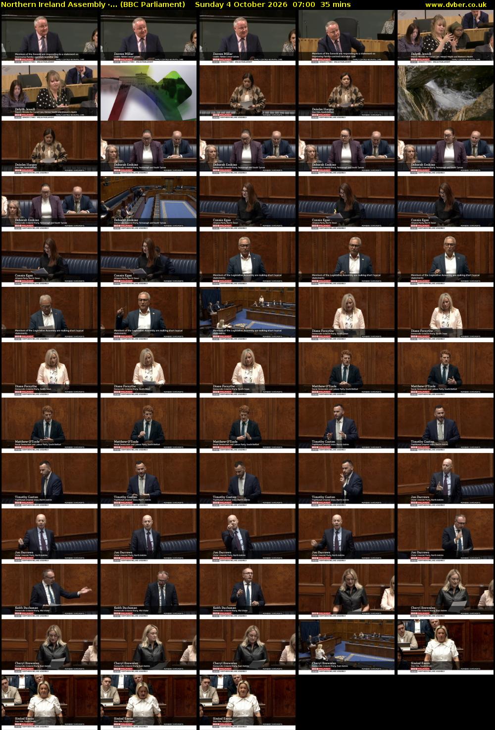 Northern Ireland Assembly ·... (BBC Parliament) Sunday 4 October 2026 07:00 - 07:35