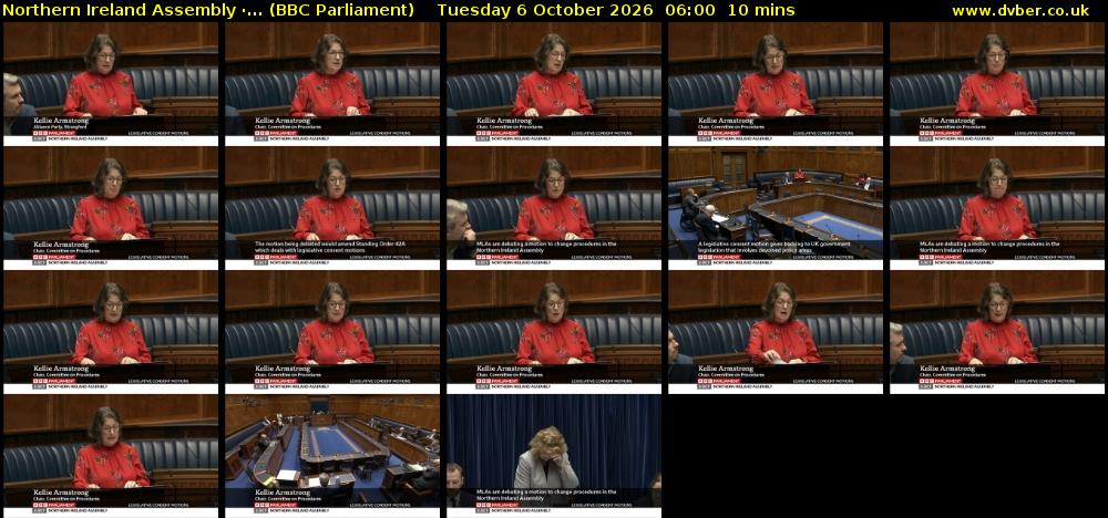 Northern Ireland Assembly ·... (BBC Parliament) Tuesday 6 October 2026 06:00 - 06:10