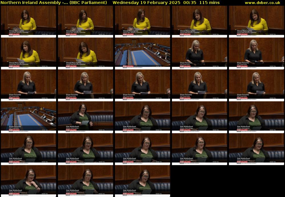 Northern Ireland Assembly -... (BBC Parliament) Wednesday 19 February 2025 00:35 - 02:30