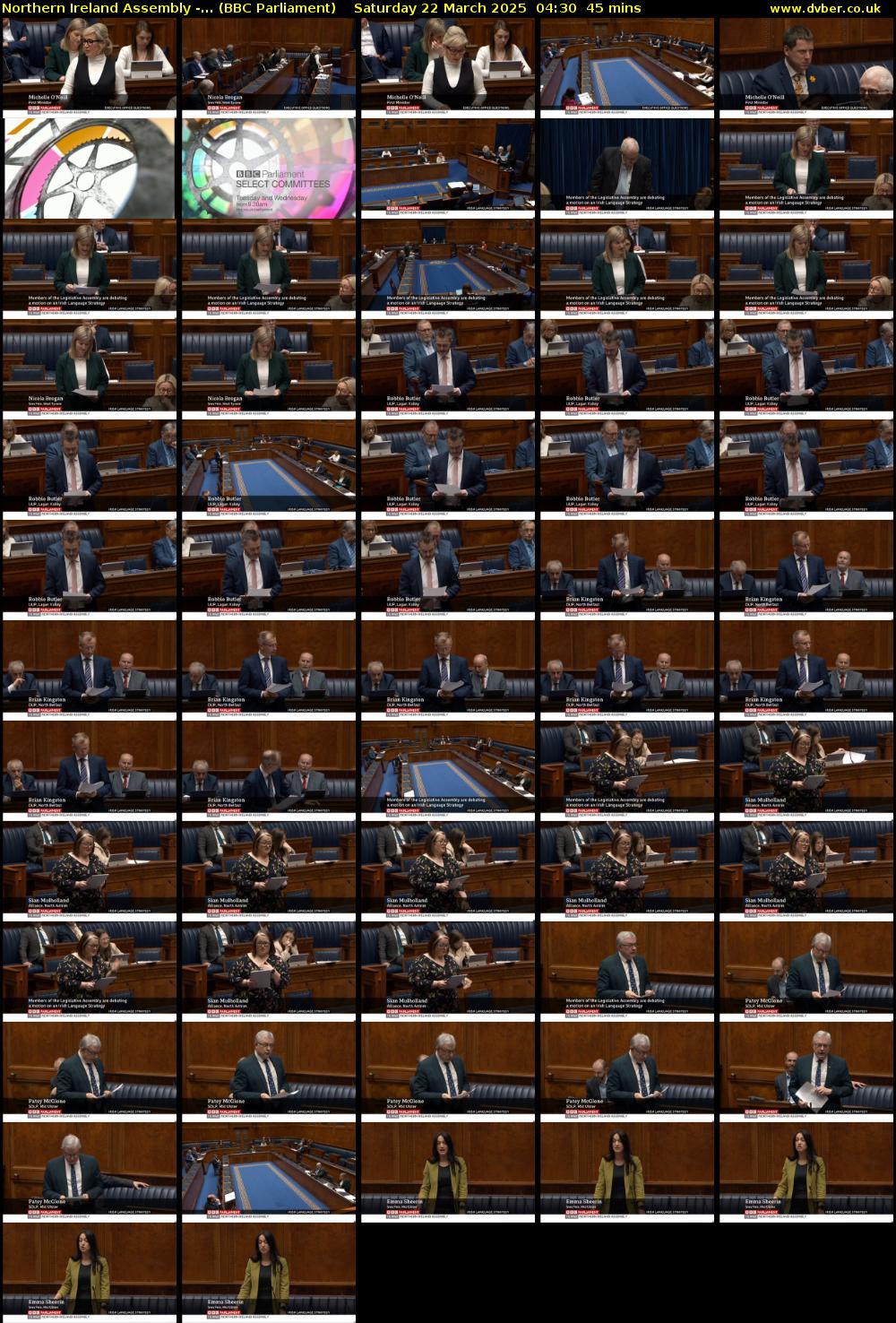 Northern Ireland Assembly -... (BBC Parliament) Saturday 22 March 2025 04:30 - 05:15
