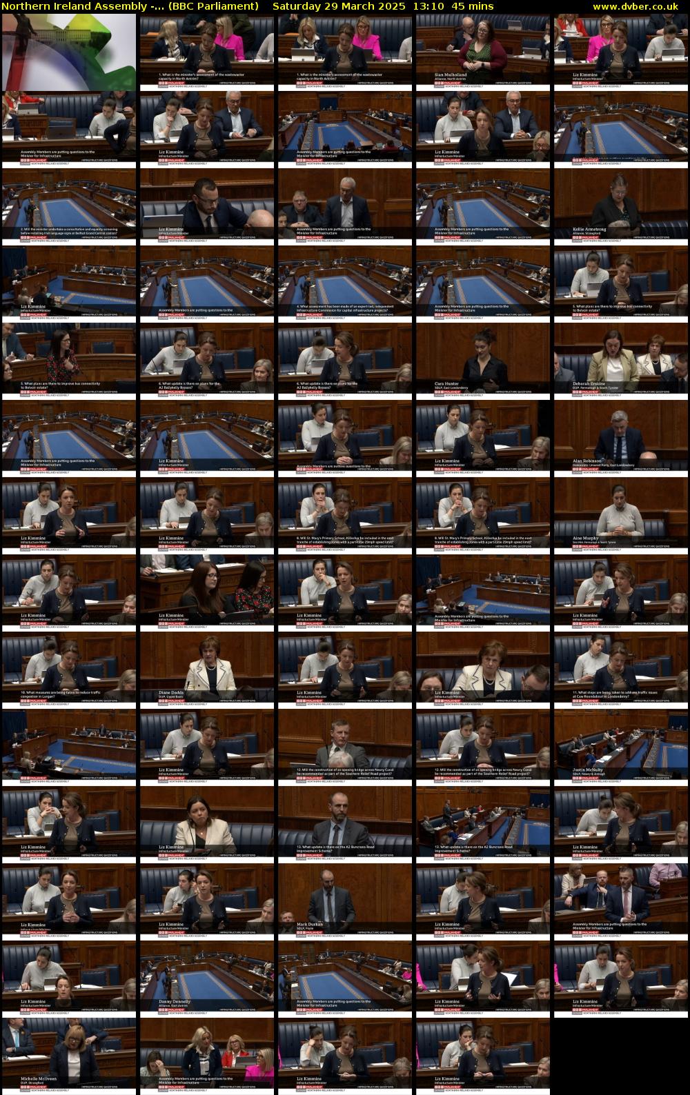 Northern Ireland Assembly -... (BBC Parliament) Saturday 29 March 2025 13:10 - 13:55