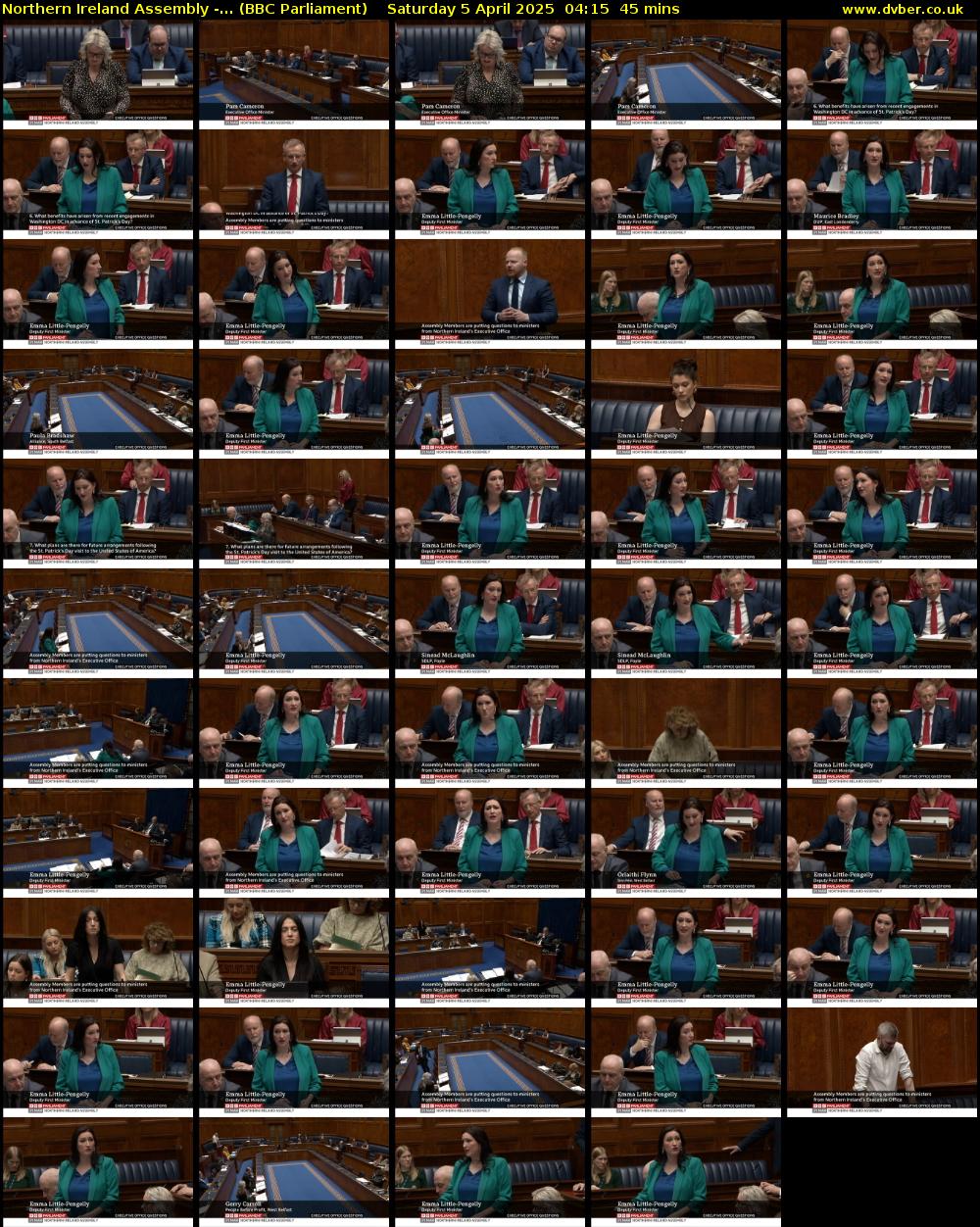 Northern Ireland Assembly -... (BBC Parliament) Saturday 5 April 2025 04:15 - 05:00