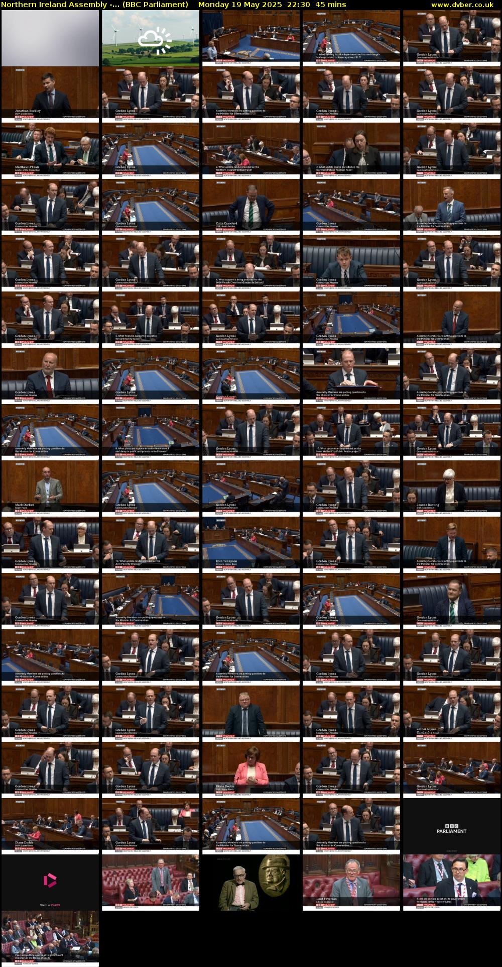 Northern Ireland Assembly -... (BBC Parliament) Monday 19 May 2025 22:30 - 23:15